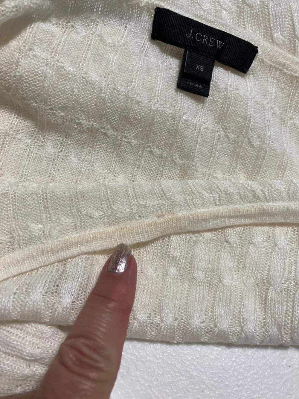 J. Crew Linen Cable Knit Sweater Minimalist Preppy Ivory lightweight Coastal XS
